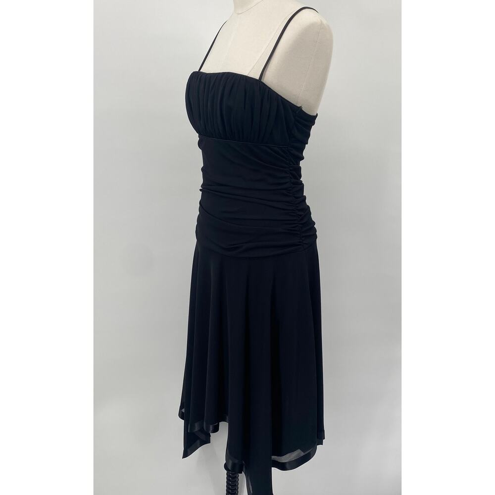 Vintage Y2k Midi Dress Hanky Hem Sleeveless Semi Sweetheart Neck Black Womens XS - Picture 4 of 8